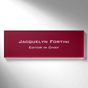Burgundy Red Schlicht Elegante Moderne Minimalisti Namenschild
