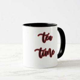 Burgundy Red Script Tea Time Tasse