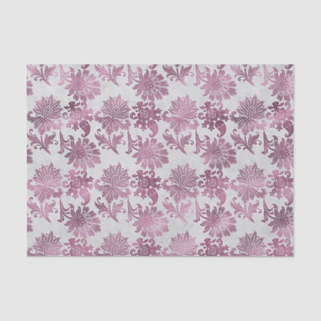 Burgundy Red Silver Floral Seidenpapier (Vorderseite)