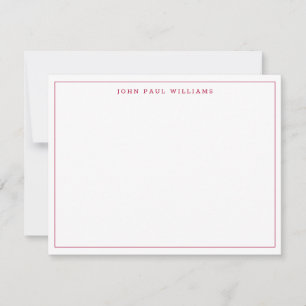 Burgundy Red Simple Beruflich Thin Border Chic Mitteilungskarte