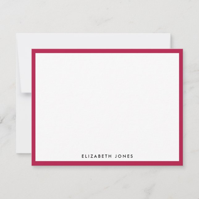 Burgundy Red Simple Modern Chic Classic Minimalist Mitteilungskarte (Vorderseite)