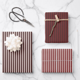 Burgundy Red Stripe Geschenkpapier Set
