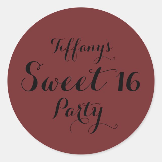 Burgundy Red Sweet 16 Aufkleber (Vorderseite)
