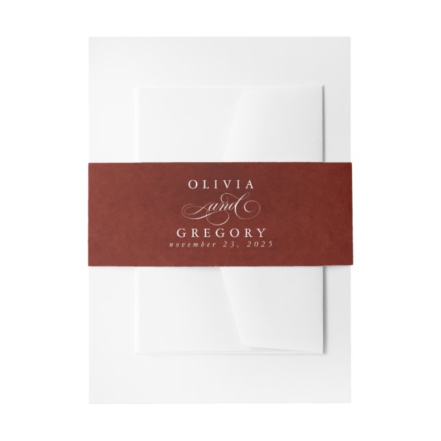 Burgundy Red Texture Modern Boho Wedding Einladungsbanderole (Vorderseite Beispiel)