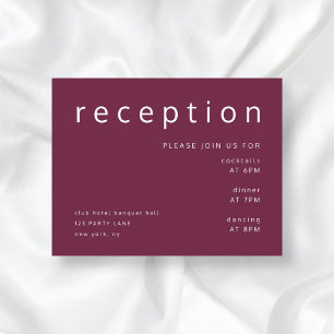 Burgundy Red Typografy Elegante Wedding Empfang Begleitkarte