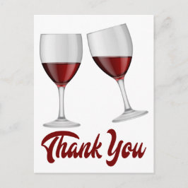 Burgundy Red Vielen Dank Wein / Champagner Brille Postkarte