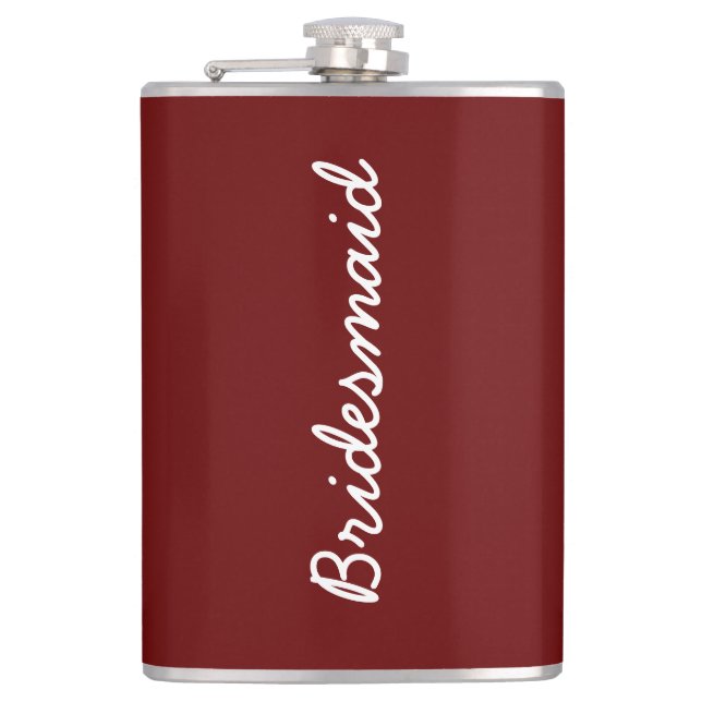 Burgundy Red Wedding Bridal Bridesmaid Gift Favor Flachmann (Vorderseite)