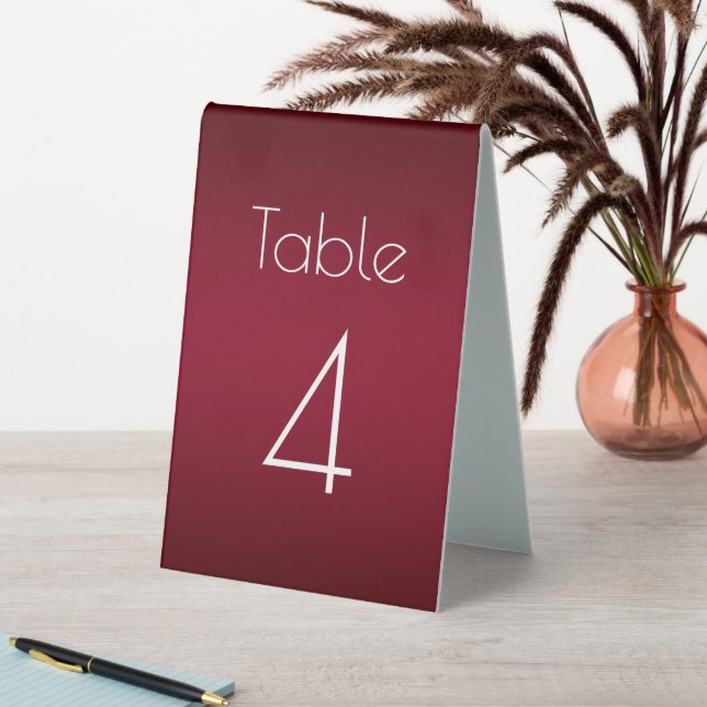 Burgundy Red Wedding Number Tischaufsteller (In Situ (Tisch))