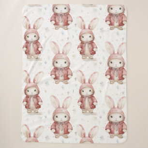 Burgundy Red White Bunnies Sherpadecke