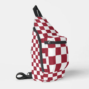 Burgundy Red White Checkered Crossbody Bag