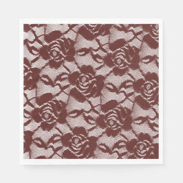 Burgundy Red White Lace Floral Serviette