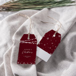 Burgundy Red White | Lights & Snow Merry Christmas Geschenkanhänger<br><div class="desc">Celebrate the season with this stylish custom Christmas gift tag. This design features "Merry Christmas" text and a festive snowflake and string lights background. You can personalize the text. More holiday stationery and party supplies are available at my shop BaraBomDesign.</div>