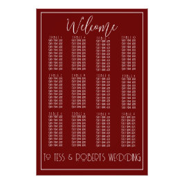 Burgundy Red White Minimalistisch Seat Chart Print Fotodruck