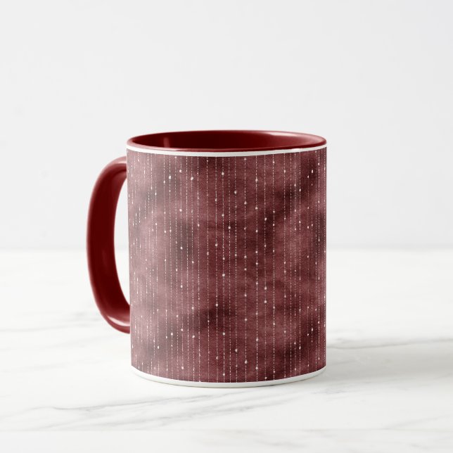 Burgundy Red White Stripes Valentine's Day Tasse (Vorderseite Links)