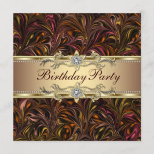 Burgundy Red Wine Gold Geburtstagsparty Einladung