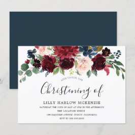 Burgundy Red Wine Moderne Christening Einladung