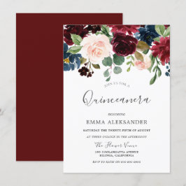 Burgundy Red Wine Schöne Quinceanera Einladung