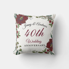Burgundy Red Wreath 40. Hochzeit-Jubiläumsgeschenk Kissen