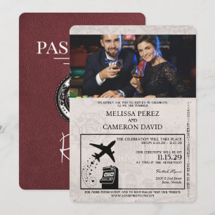 Burgundy Reno Passport Hochzeit Einladung