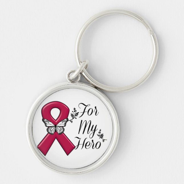 Burgundy Ribbon für meinen Helden Schlüsselanhänger (Vorne)