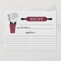 Burgundy Rolling Button Kitchen Tools Rezept Card