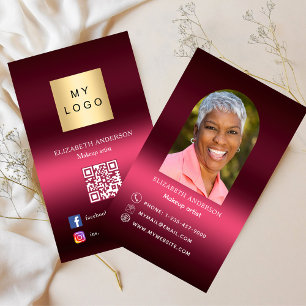 Burgundy rosa Logo Foto Bogen Qr Code Social Media Visitenkarte