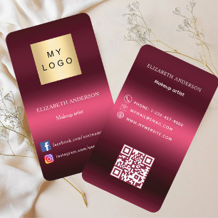 Burgundy rosa Logo Qr Code für soziale Medien Visitenkarte