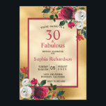 Burgundy Rose Blumengestelle Imitate Goldfolie 30. Einladung<br><div class="desc">Burgund Rose Blumenfolie Imitate Goldfolie | 30. Geburtstag Einladung Vorlagen. Dreißig und fabelhaft! Burgund, Marsala, weiße Aquarellfarben Rose, botanisches, florales feminin Design mit dunkelgrünen Blätter Party Einladungen können Sie personalisieren und senden Sie Ihre dreißigste Geburtstagsfeier. Freuen Sie sich auf ein elegantes, handgeschriebenes Typografie-Design mit goldenen Imitaten. Die Rückseite weist ein...</div>