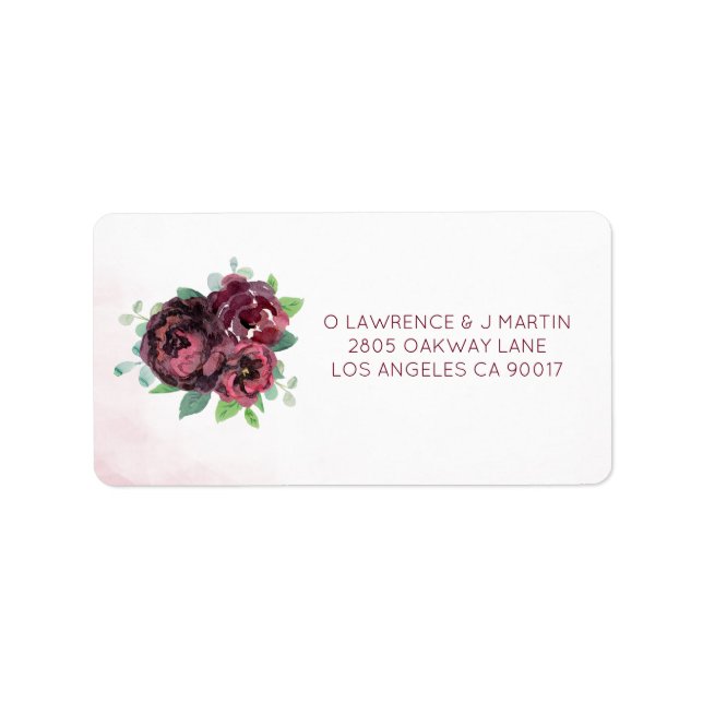 Burgundy Rose Bouquet Adressaufkleber (Vorne)