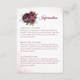 Burgundy Rose Bouquet - Informationskarten für Hoc Begleitkarte