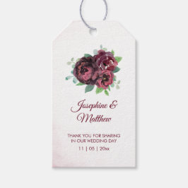 Burgundy Rose Bouquet Monogram Gastgeschenk Hochze Geschenkanhänger