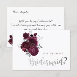 Burgundy Rose Bridesmaid Card Einladung