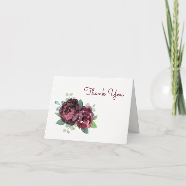 Burgundy Rose Danke-Karte Dankeskarte (Vorderseite)
