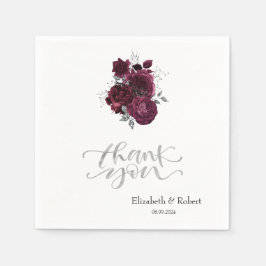 Burgundy Rose Danke-Karte Serviette