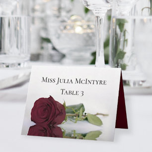 Burgundy Rose Elegant Wedding DIY Fold Platzkarte Tischnummer