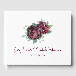 Burgundy Rose Foliage Floral Brautparty Gästebuch