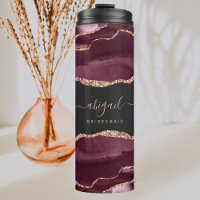 Burgundy Rose Gold Agate Dark Bridesmaid Hochzeit