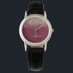 Burgundy Rose Gold Blush Pink Glitzer Monogram Armbanduhr<br><div class="desc">Burgund und Rose Gold - Rosa schwarz Sparkle Glitzer Script Monogram Name Watch. Dies macht den perfekten Abschluss,  Geburtstag,  Hochzeit,  Brautparty,  Jubiläum,  Babydusche oder Junggeselinnen-Abschied Geschenk für jemanden,  die Lieben glamourösen Luxus und schicke Stile.</div>