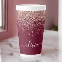 Burgundy Rose Gold Blush Pink Glitzer Monogram