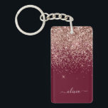 Burgundy Rose Gold Blush Pink Glitzer Monogram Schlüsselanhänger<br><div class="desc">Rose Gold - Blush Pink und Burgundy Sparkle Glitzer Script Monogram Name Schlüsselanhänger. Das macht den perfekten 16 Geburtstag,  Hochzeit,  Brautparty,  Jubiläum,  Babydusche oder Junggeselinnen-Abschied Geschenk für jemanden,  der Lieben glamourösen Luxus und schicke Stile.</div>