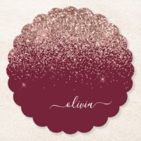 Burgundy Rose Gold Blush Pink Glitzer Monogram