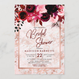 Burgundy Rose Gold Bridal Dusche Einladung