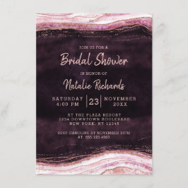 Burgundy & Rose Gold Geode Wedding Brautparty Einladung