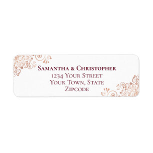 Burgundy & Rose Gold Lace Wedding Rücksendeadresse