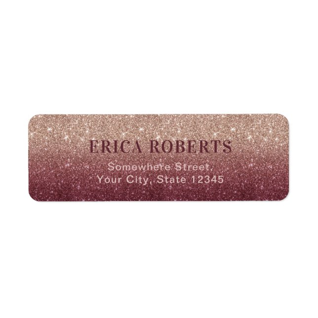 Burgundy Rose Gold Ombre Moderne Hochzeitsadresse (Vorne)
