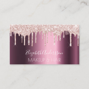 Burgundy Rose Gold Tropfen Make-Haar Visitenkarte
