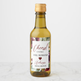Burgundy Rose Mini Weinflaschen Etikett