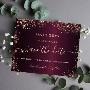 Burgundy rose or anniversaire enregistrer la carte