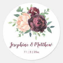 Burgundy Rose Peach Peony Floral Wedding