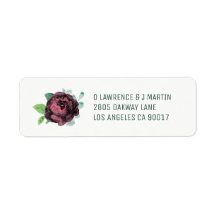 Burgundy Rose Rücksendeadressen-Aufkleber